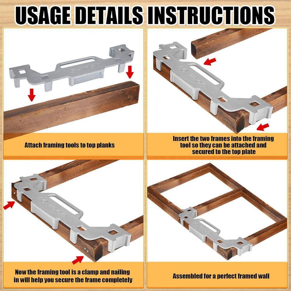 Unbranded 16 in. Cast Aluminum Framing Tools Framing Stud Layout Tool for Walls Roofs Floors or Ladders 2-Pack (3)