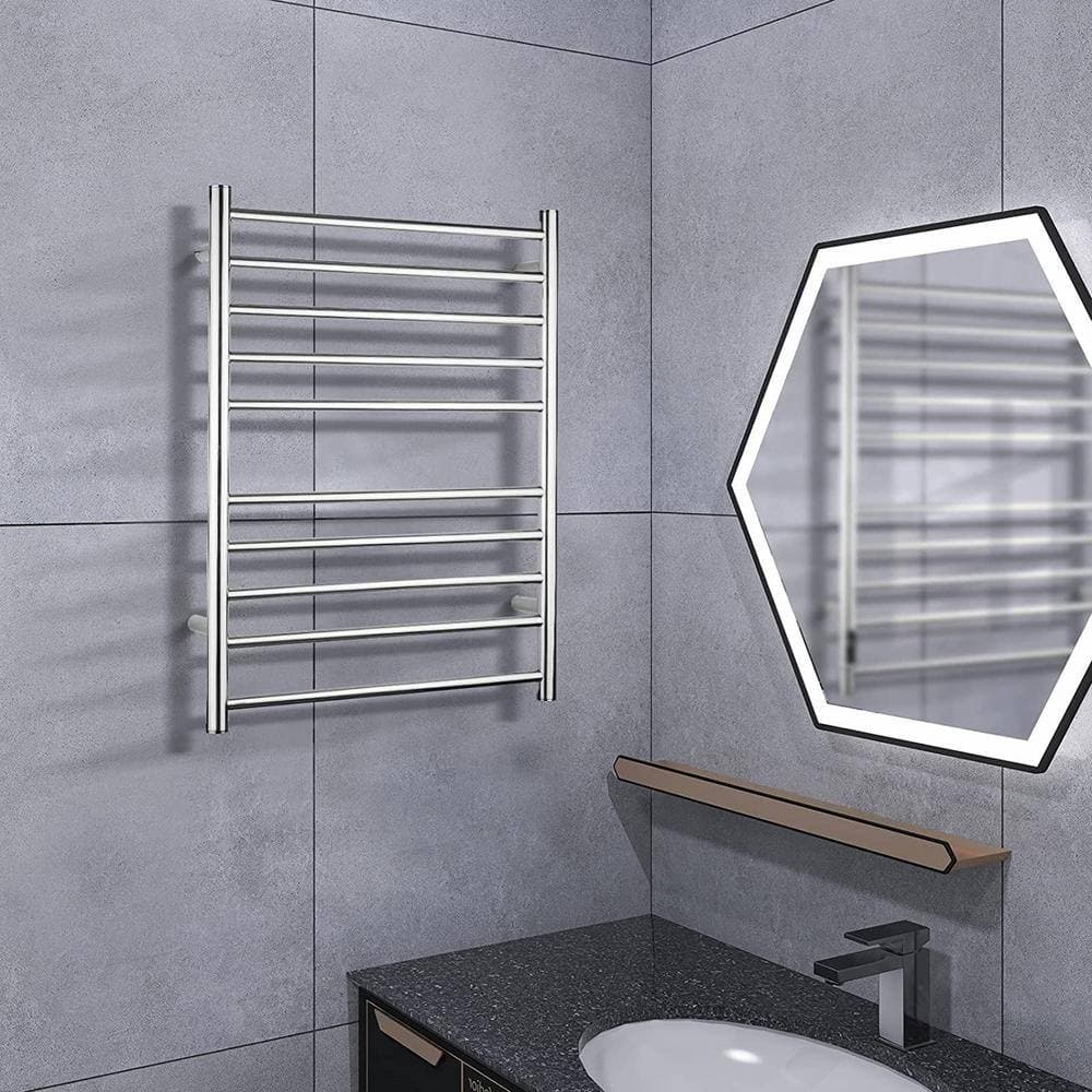 Unbranded 10-Stainless Steel Bars Wall Mounted Electric Heated Towel Drying Rack in Silver (2)