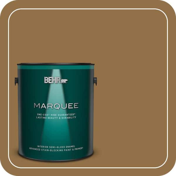 BEHR MARQUEE 1 gal. #N280-7 Brass Button Semi-Gloss Enamel Interior Paint & Primer (2)