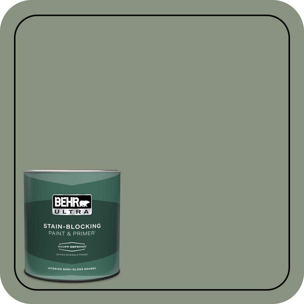 BEHR ULTRA 1 qt. #N390-5 Eucalyptus Wreath Extra Durable Semi-Gloss Enamel Interior Paint & Primer