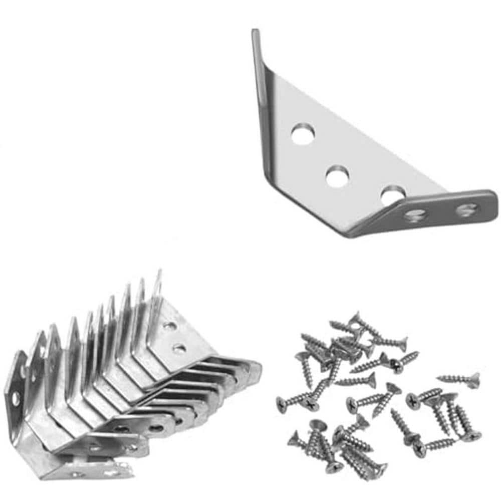 KIWDZFU Stainless Steel Furniture Corner Connector with Screws 12 Pack for Shelves Wood Furniture Chair Drawer Cabinet (1)