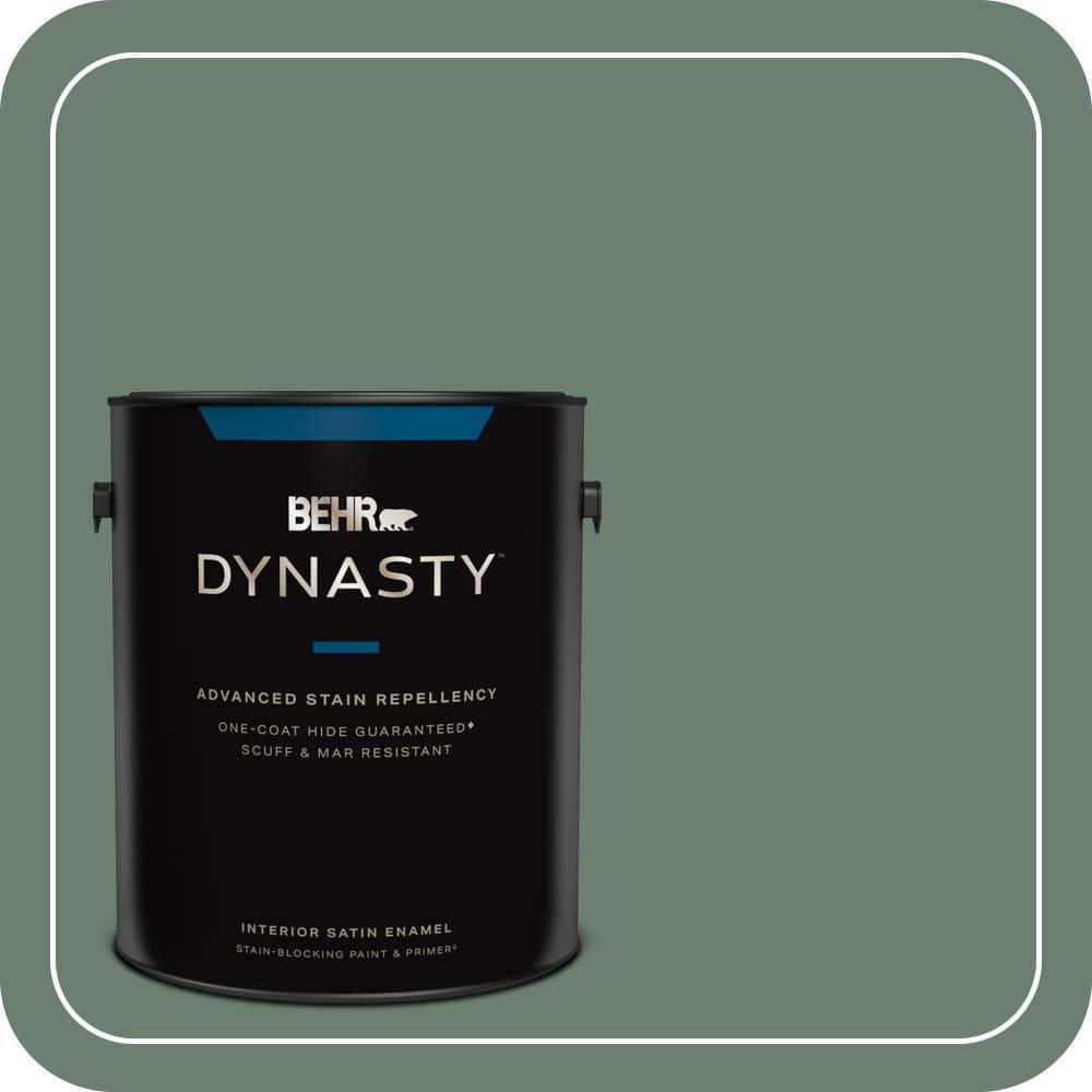 BEHR DYNASTY 1 gal. #460F-5 Island Palm Satin Enamel Interior Stain-Blocking Paint & Primer
