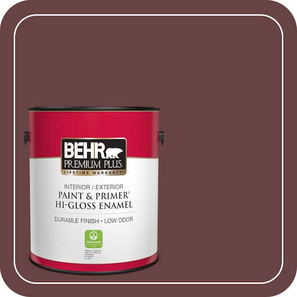 BEHR PREMIUM PLUS 1 gal. #MQ1-14 Twinberry Hi-Gloss Enamel Interior/Exterior Paint & Primer (2)