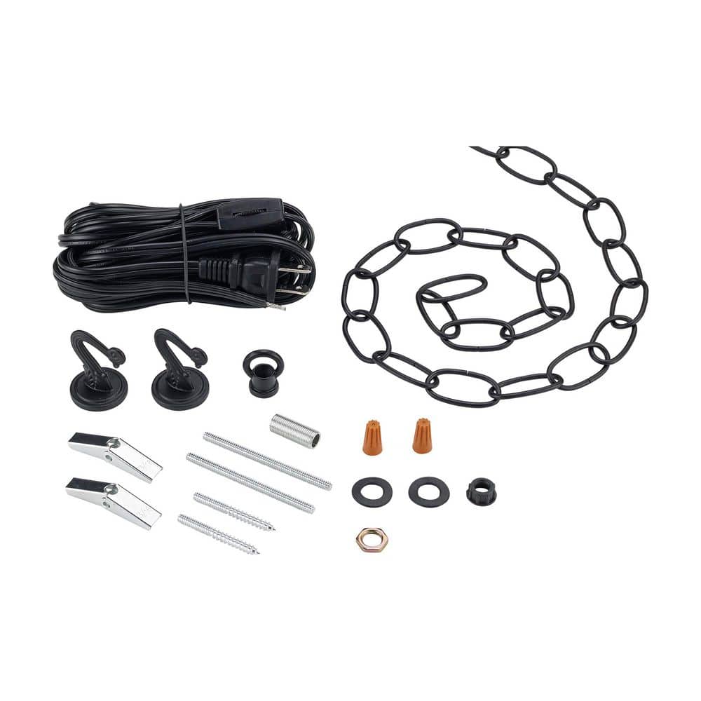 Bel Air Lighting 18 ft. Matte Black Swag Light Kit for Hanging Light Fixtures (2)