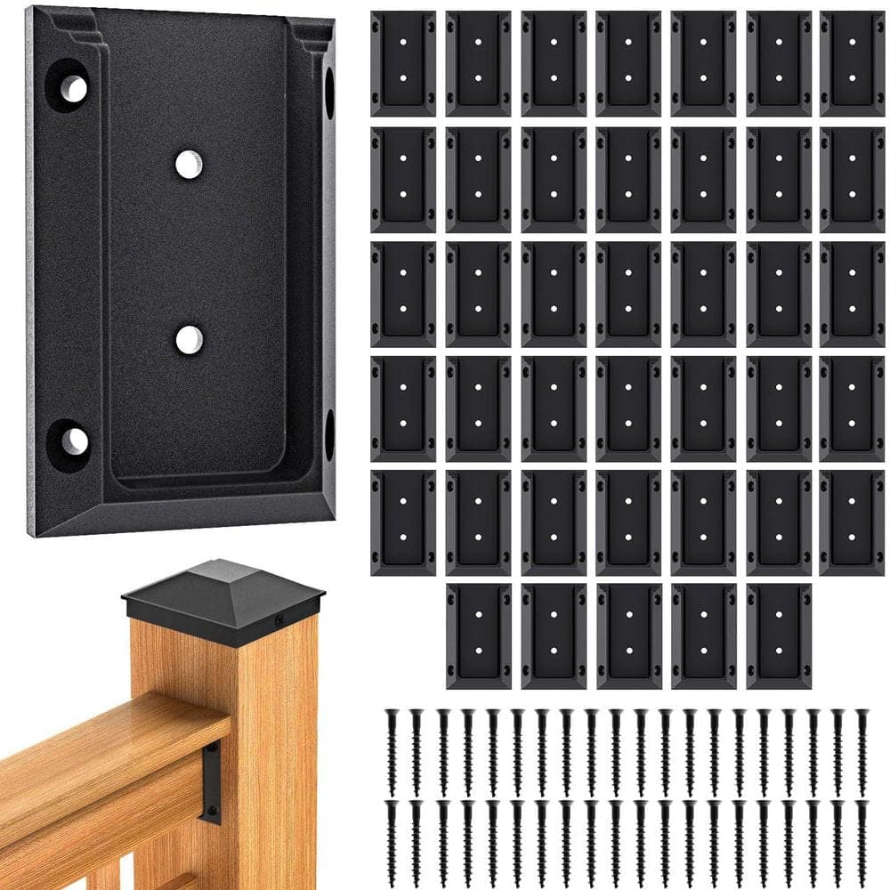 NVNOO 2 in. x 4 in. Deck Railing Bracket Connectors with 240-Pieces Coating Screws for Wood Lumber Fence Post (40-Pack) (1)