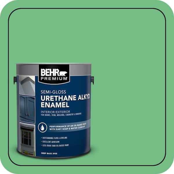 BEHR PREMIUM 1 gal. #P400-5 Winter Shamrock Urethane Alkyd Semi-Gloss Enamel Interior/Exterior Paint (2)