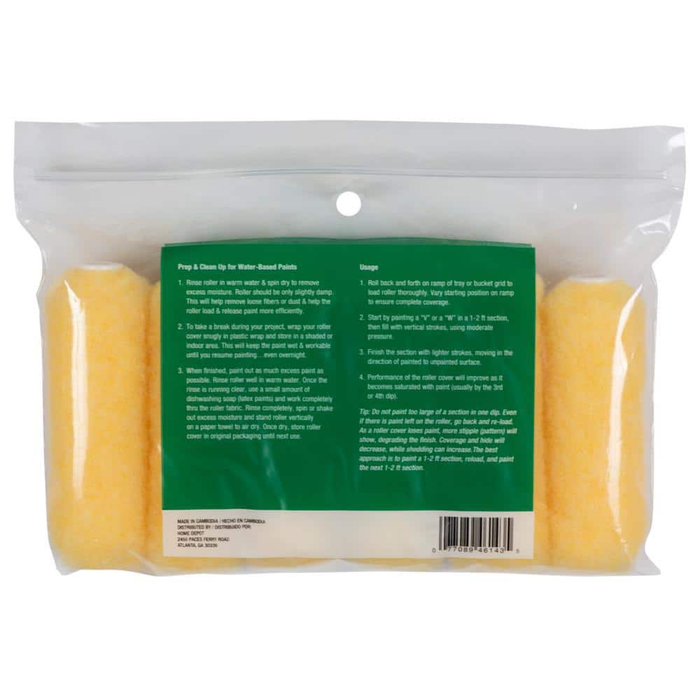 PRIVATE BRAND UNBRANDED Better 4 in. x 3/8 in. High-Density Knit Mini Paint Roller Cover (6-Pack) (2)
