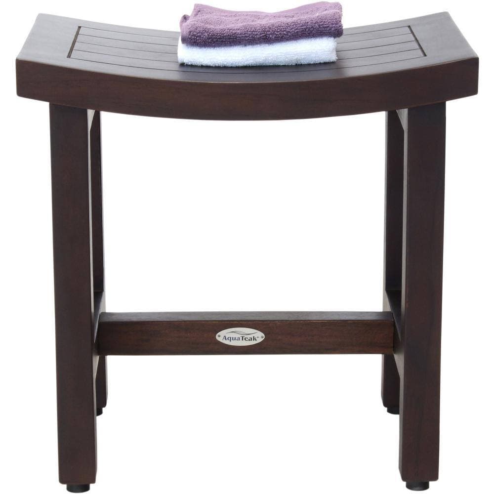 AquaTeak Patented 18 in. x 12 in. Sumba Lotus Mocha-Shield Freestanding  Teak Shower Bench (2)