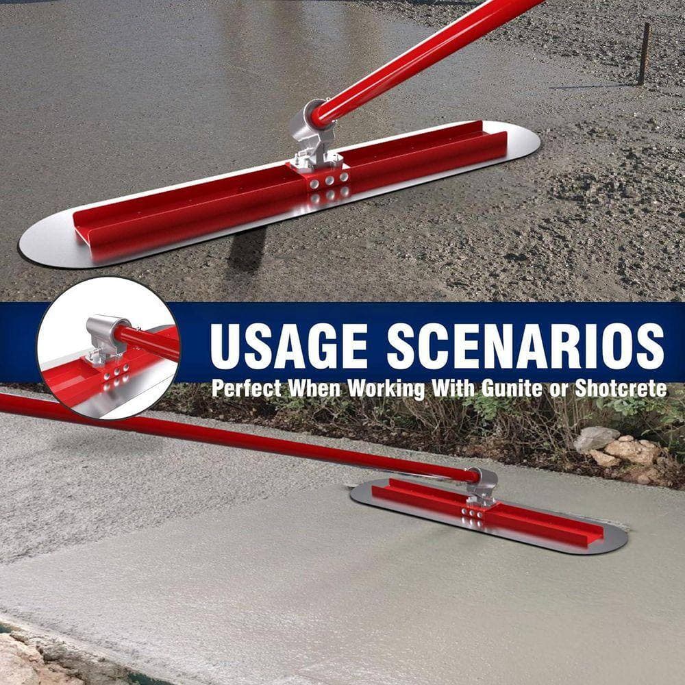 KIWDZFU 48 x 12 Concrete Bull Float Kit with 3 Handles and Tilt Bracket Stainless Steel Trowel Board (2)