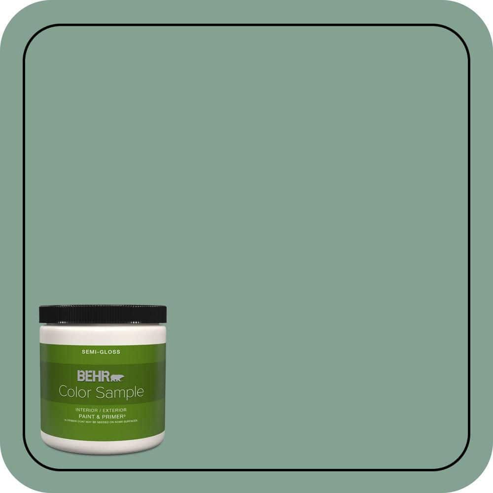 BEHR PREMIUM PLUS #S420-4 Australian Jade Flat Interior/Exterior Paint & Primer Color Sample (1)