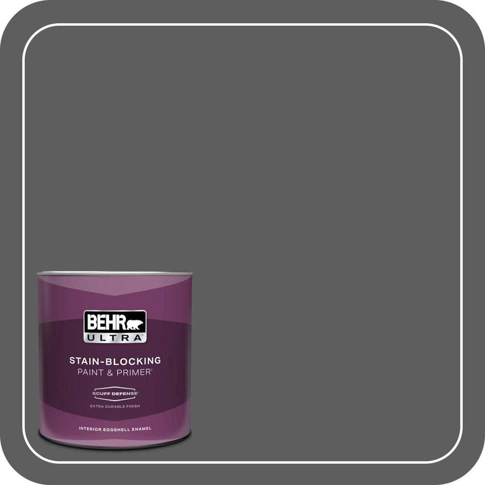 BEHR ULTRA 1 qt. #N520-6 Asphalt Gray Extra Durable Eggshell Enamel Interior Paint & Primer