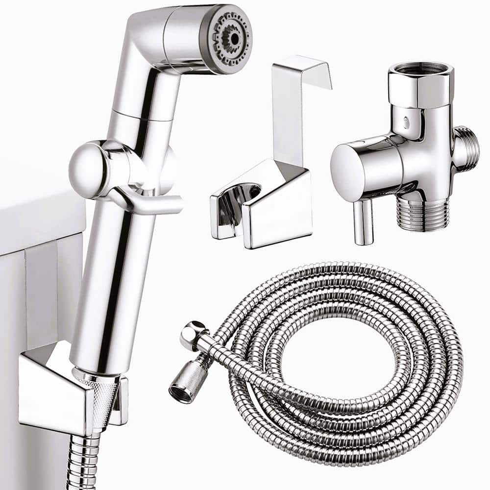 16 GAUGE SINKS 2.36 in. x 7.80 in. Stainless Steel Wall Mount Handheld Bidet in Chrome Bidet Attachment with Hose Included 16GS-36518 (1)