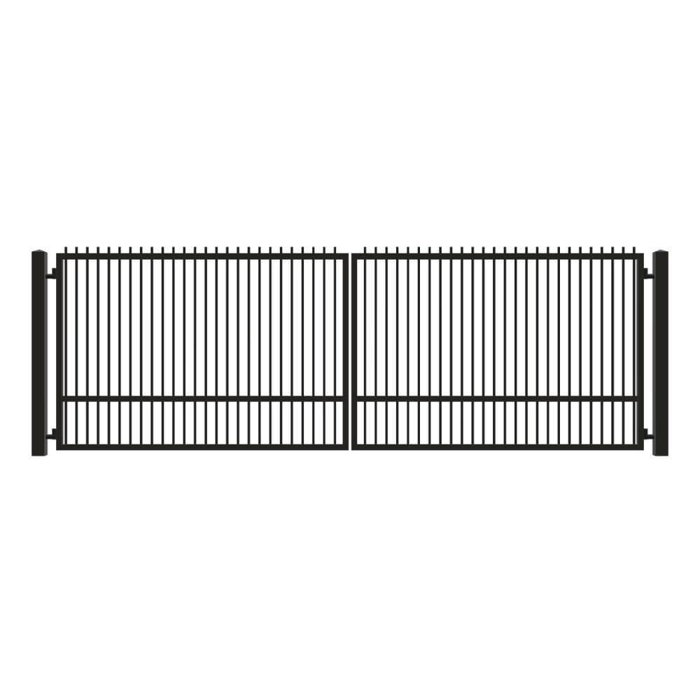 Unbranded Driveway Gate — Swing, Center, Finials, Single, Black — 226"W x 72"H (1)