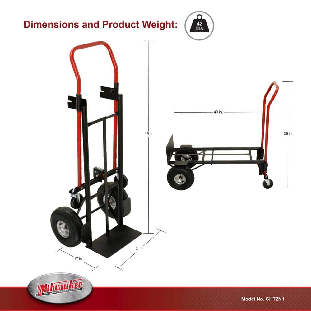 Milwaukee 800 lbs. Capacity 2-in-1 Convertible Hand Truck (4)