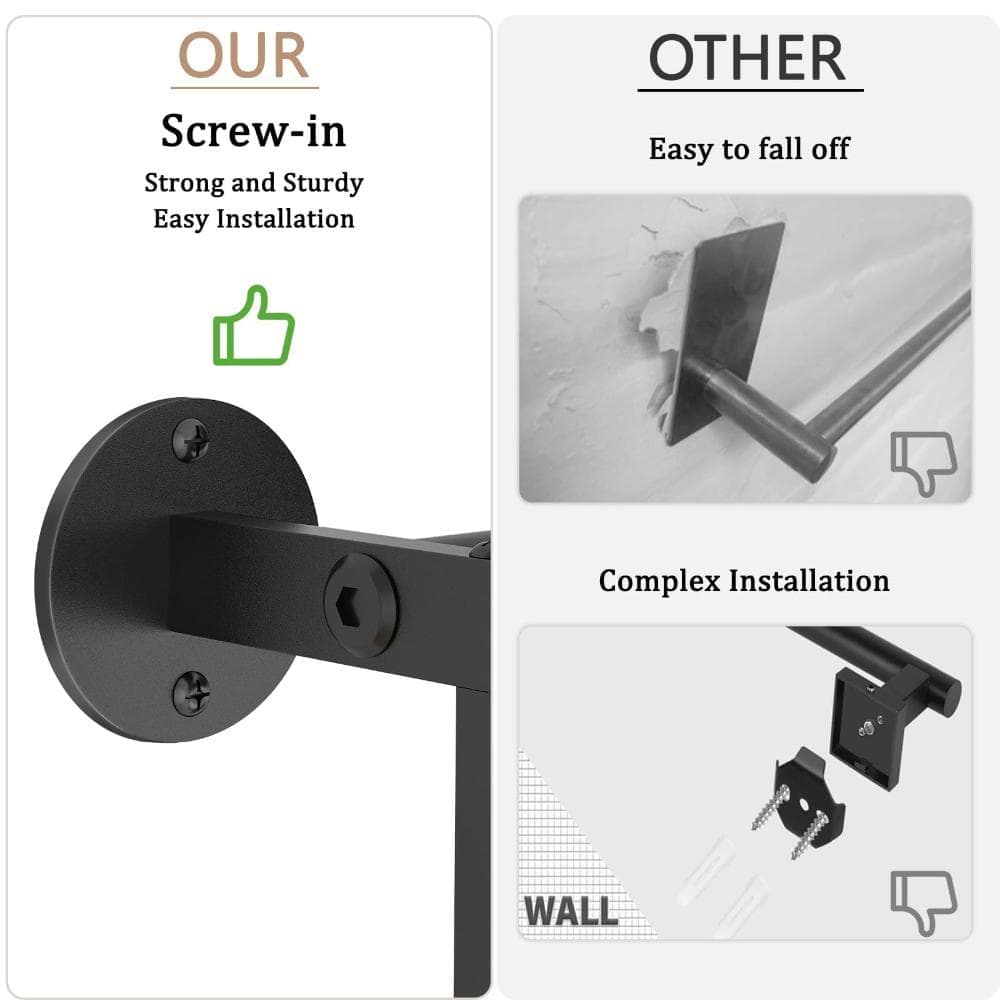 Unbranded 24 in. Wall Mount Double-Bar Stainless Steel Towel Bar with Top Shelf Bathroom Storage in Matte Black (3)