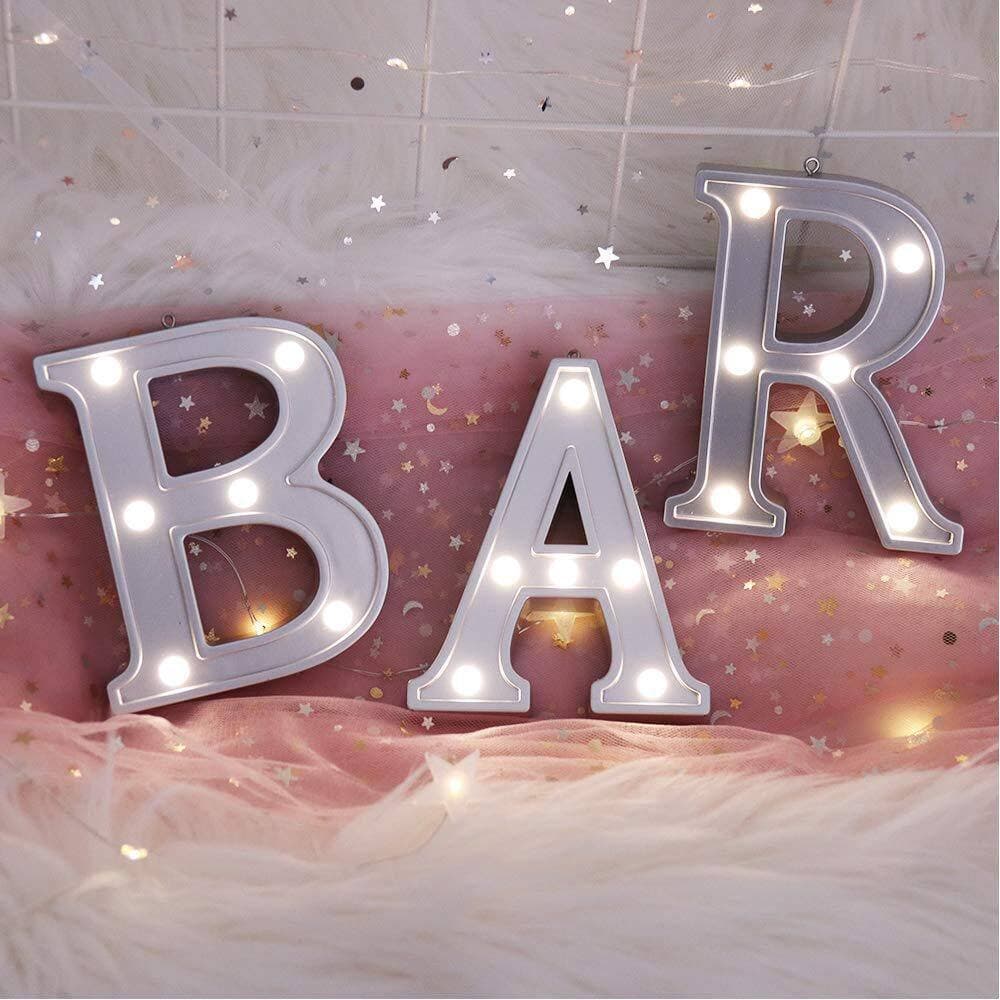 Unbranded Silver Finish BAR Marquee Letter Series LED Illuminated Decorative Indoor Wall Table Sign for Home Bar Decor (3)