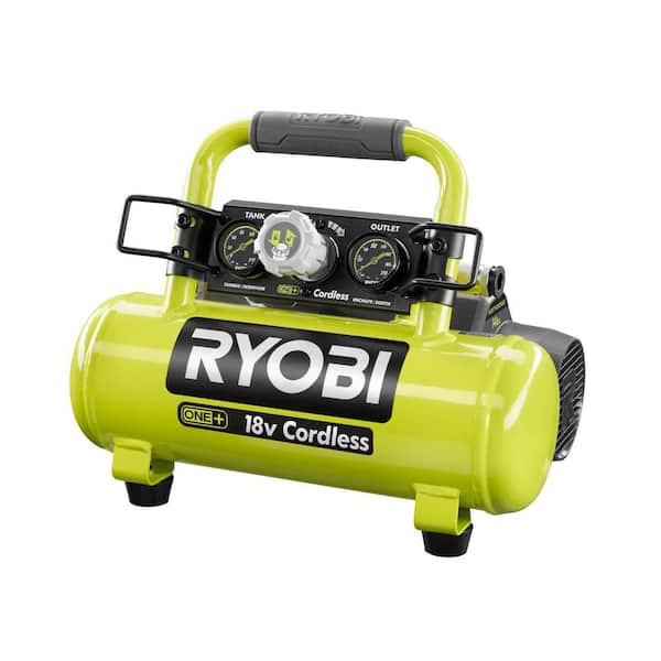 RYOBI 18V ONE+ Cordless 1 Gal. Portable Horizontal Air Compressor with 120 PSI Maximum Pressure (Tool Only) (2)