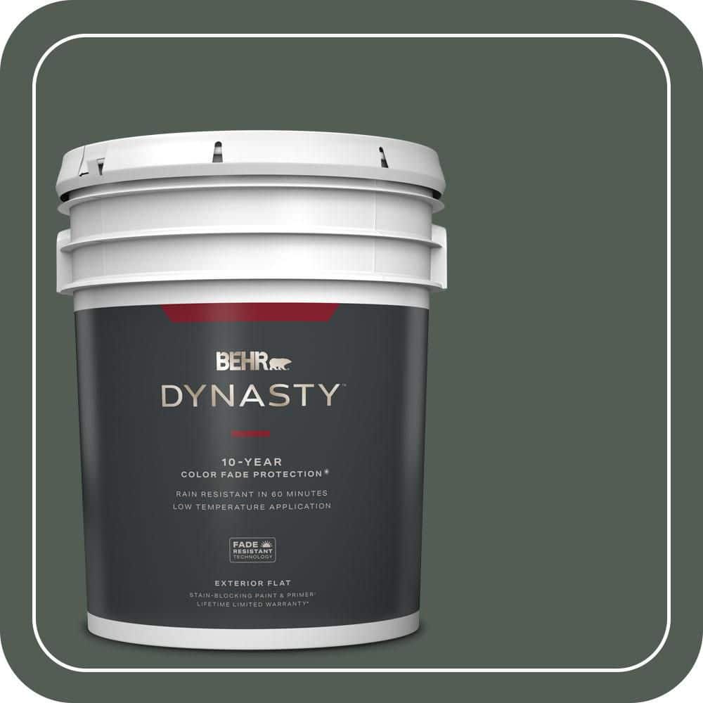 BEHR DYNASTY 5 gal. #700F-7 Evergreen Bough Flat Exterior Stain-Blocking Paint & Primer