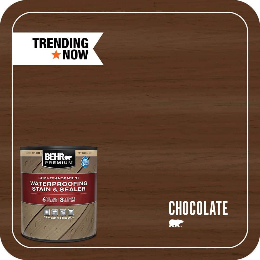 BEHR PREMIUM 1 qt. #ST-129 Chocolate Semi-Transparent Waterproofing Exterior Wood Stain and Sealer