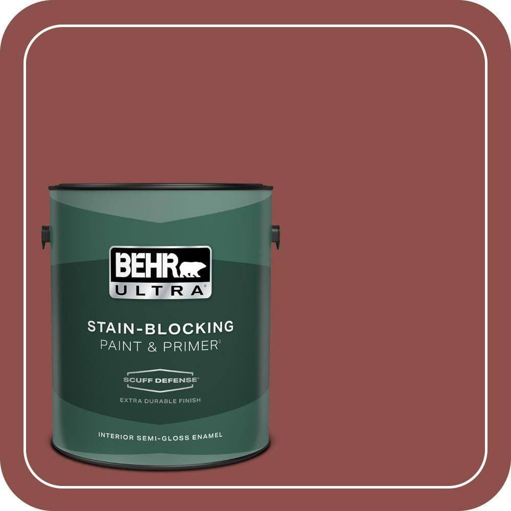 BEHR ULTRA 1 gal. #S140-6 Moroccan Ruby Extra Durable Semi-Gloss Enamel Interior Paint & Primer