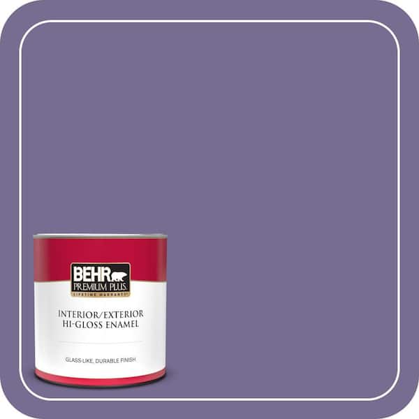 BEHR PREMIUM PLUS 1 qt. #650D-6 Purple Silhouette Hi-Gloss Enamel Interior/Exterior Paint & Primer (2)
