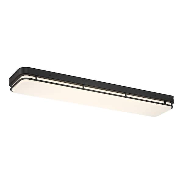 Commercial Electric Noble 46 in. Contemporary Matte Black Selectable CCT Integrated LED Flush Mount for Kitchens