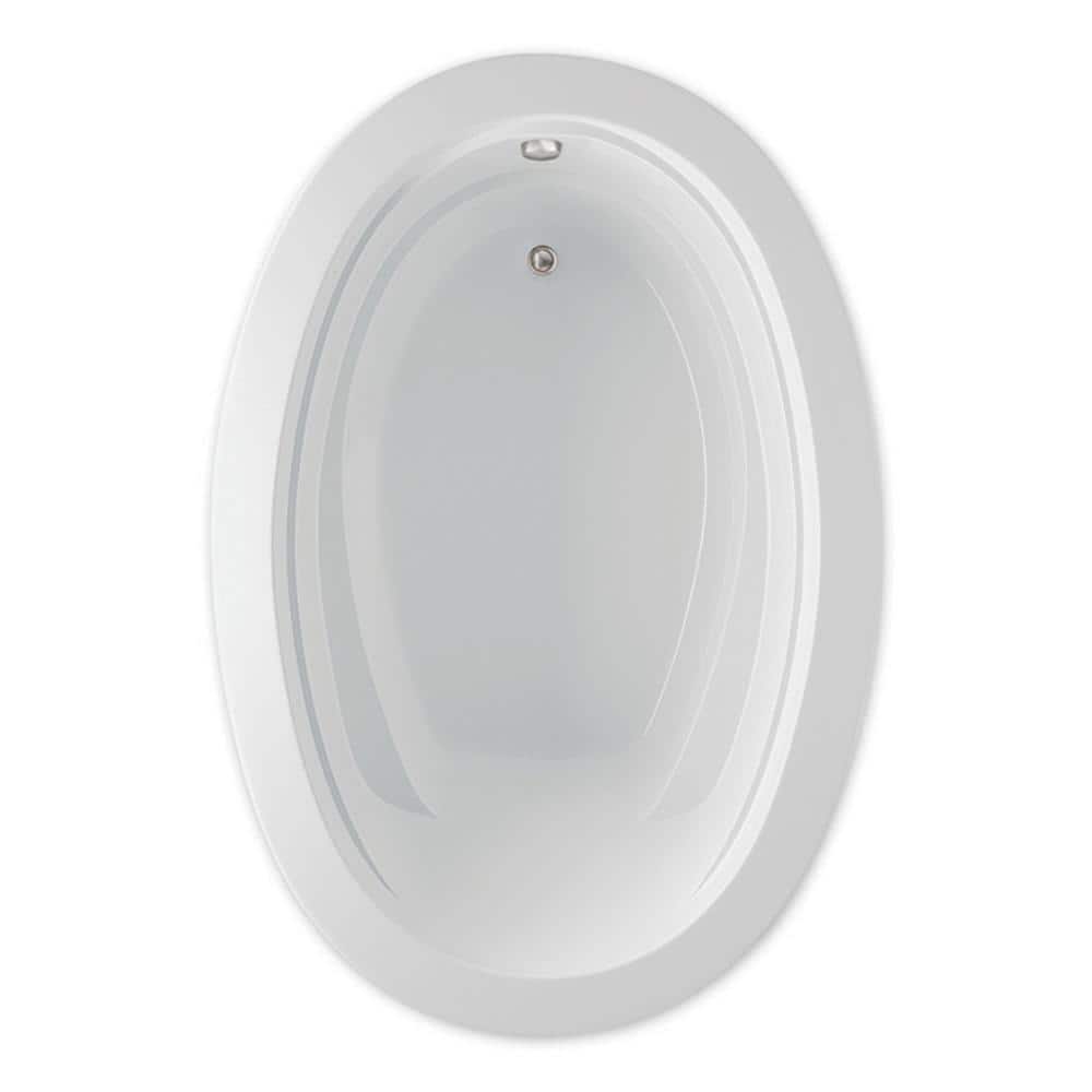 Aquatic Belmont 60 in. Oval Soaking Bathtub Reversible Drain in Acrylic Drop-in White (1)