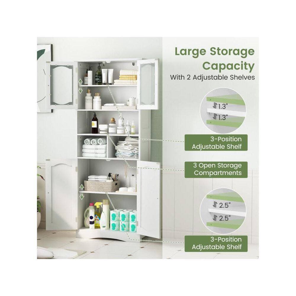 Boyel Living 23.5 in. W 12 in. D 58.5 in. H Freestanding Linen Cabinet with Frost Glass Doors (3)