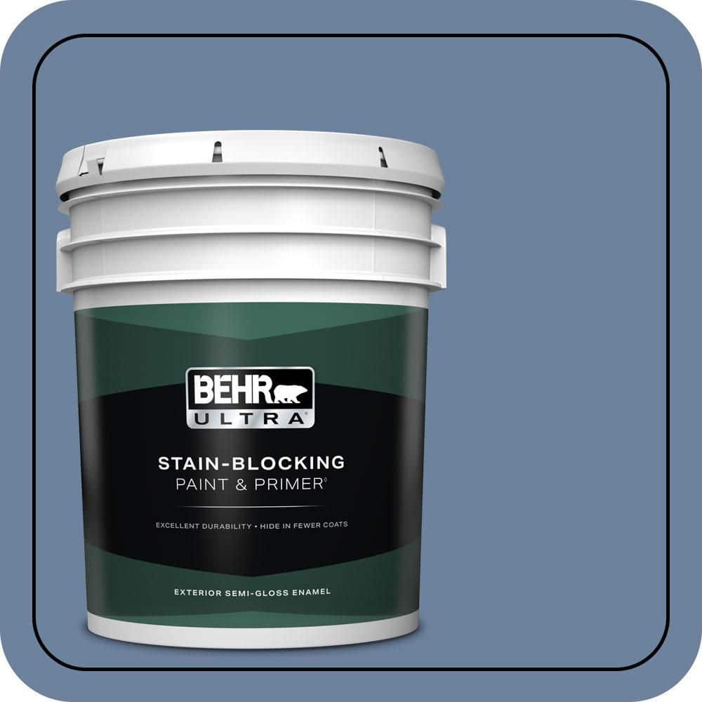 BEHR ULTRA 5 gal. #S530-5 Brisk Blue Semi-Gloss Enamel Exterior Paint & Primer