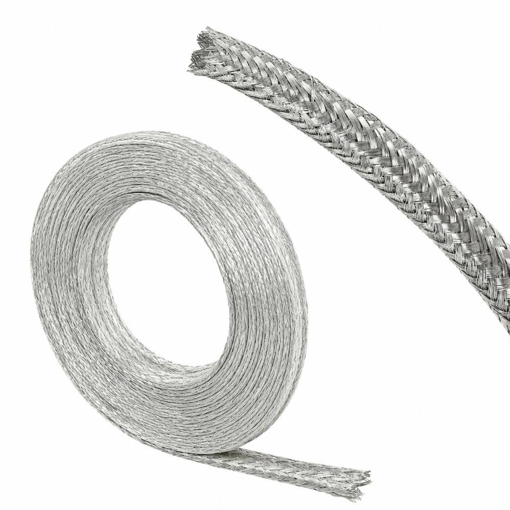 Unbranded Tinned Copper Expandable Braided Shielding Sleeve 1/4 in Dia x 12 ft Ground Strap Wire Loom Protector