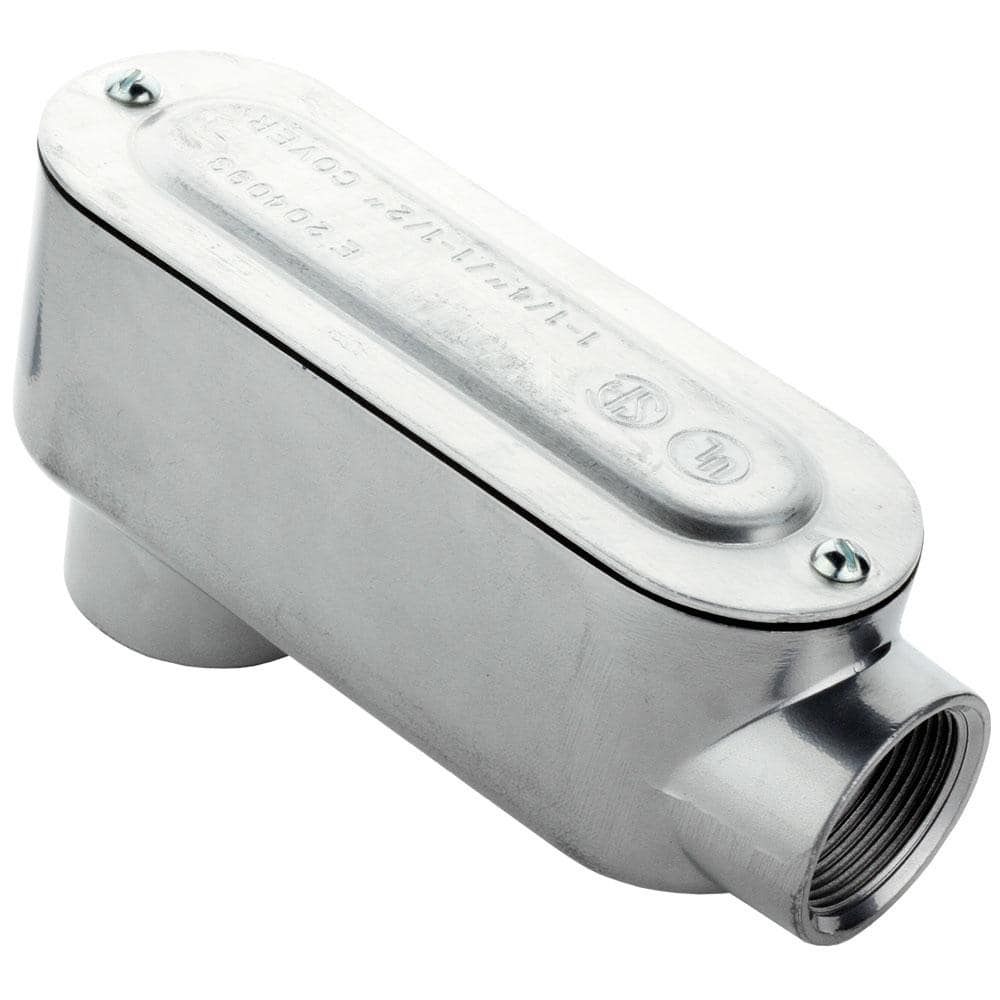 Commercial Electric 1-1/4 in. Rigid Metal Conduit (RMC) Threaded Conduit Body with Stamped Cover (Type LB) (1)