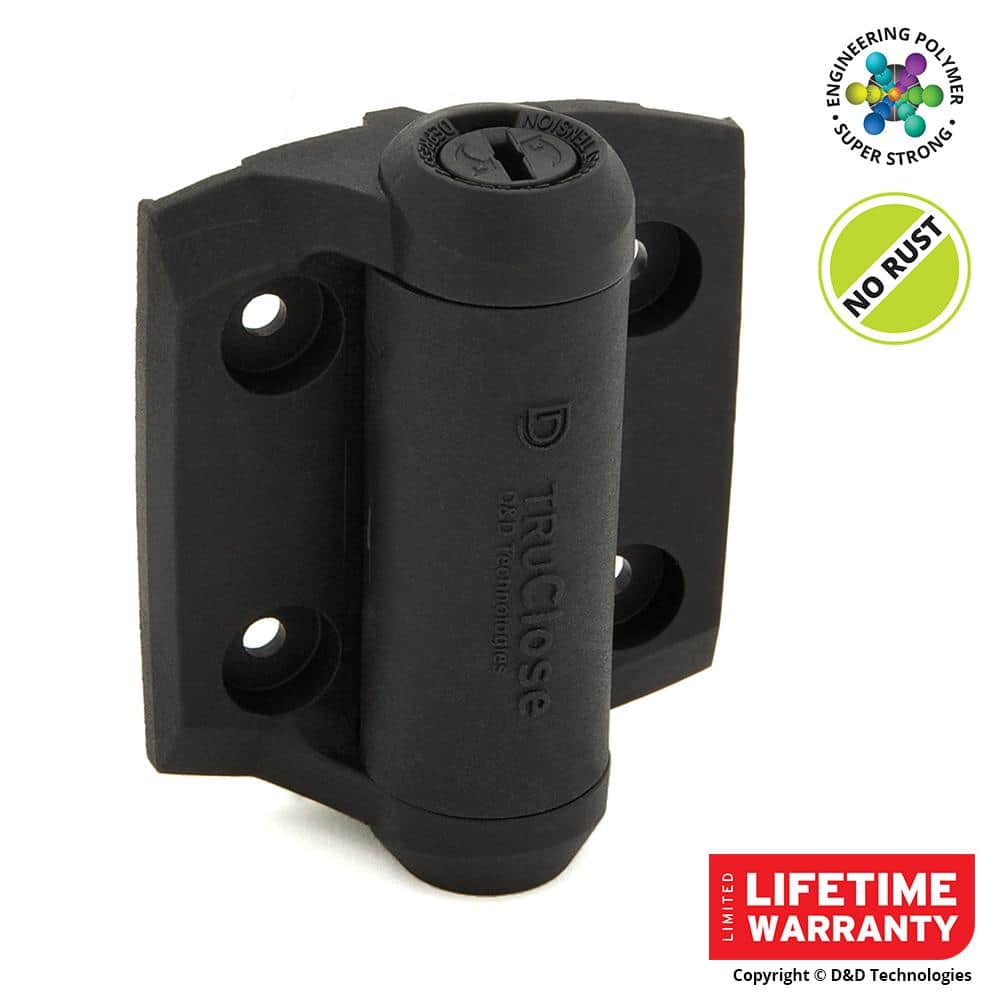 Tru-Close (2-Pack) D&D 2-7/8 in. x 3-3/4 in. Black Self-Closing Metal Gate Hinge (3)