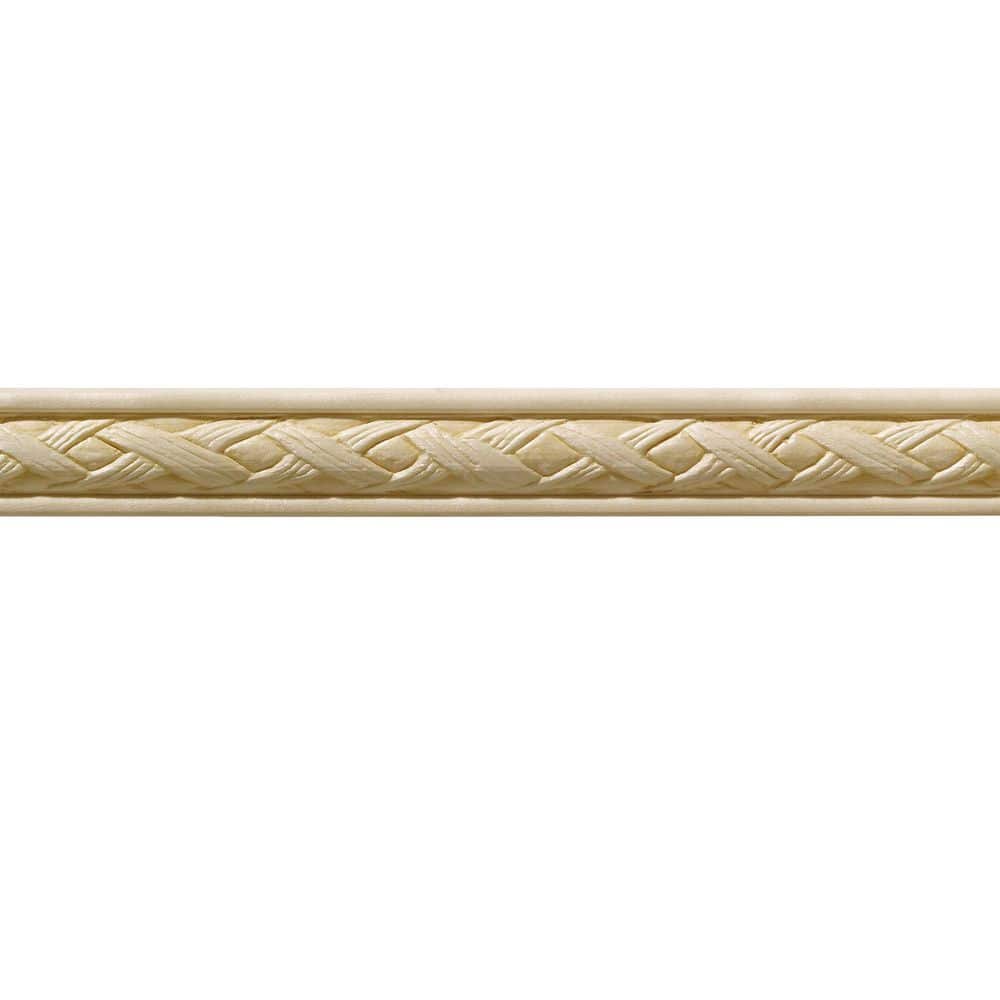 Ornamental Mouldings 7/16 in. x 3/4 in. x 96 in. Hardwood White Unfinished Loose Weave Trim Moulding (3)