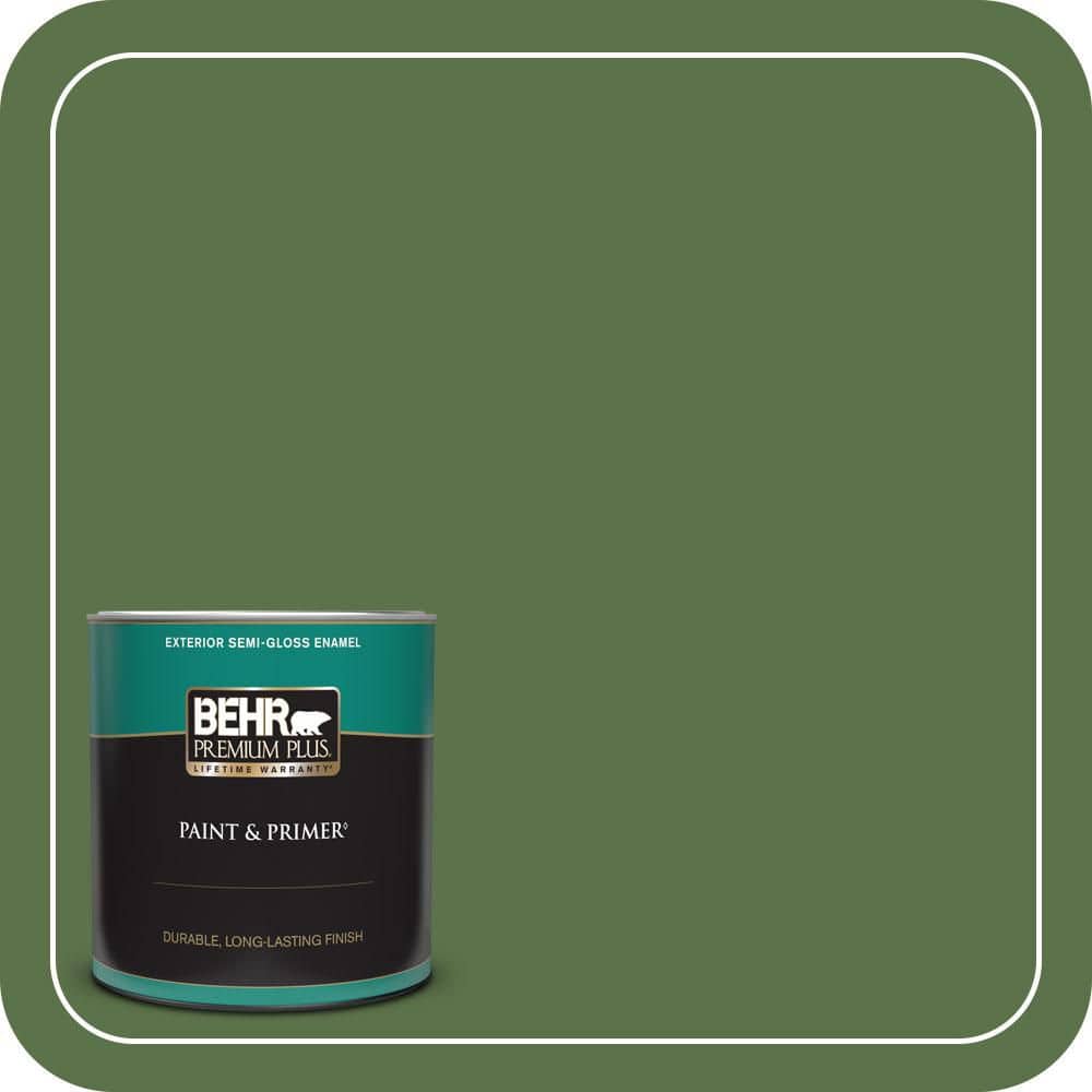 BEHR PREMIUM PLUS 1 qt. #MQ6-48 Hummingbird Green Semi-Gloss Enamel Exterior Paint & Primer