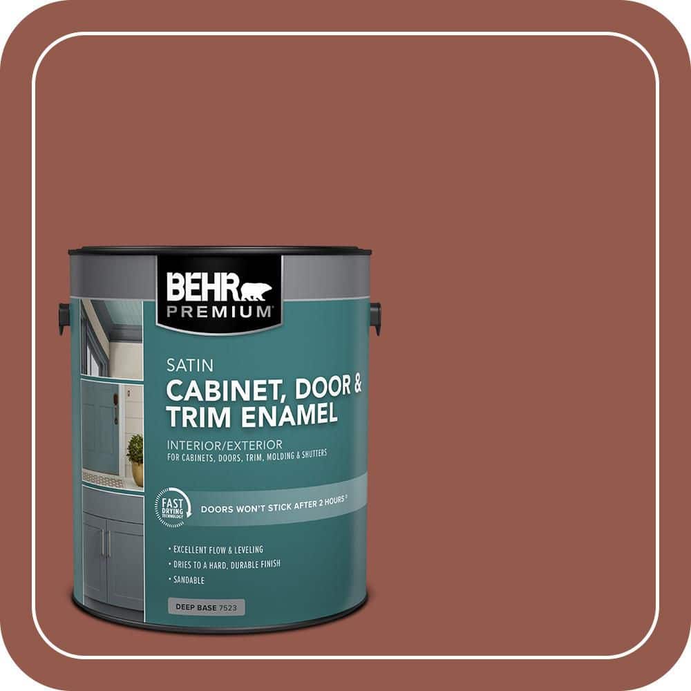 BEHR PREMIUM 1 gal. #AE-12 Oxide Red Satin Enamel Interior/Exterior Cabinet, Door & Trim Paint