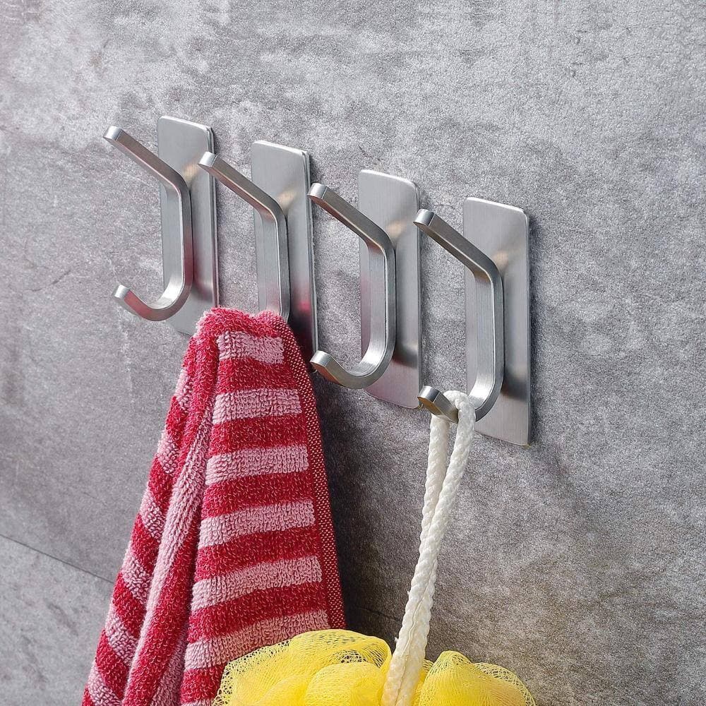 Unbranded Metal Double Towel Hooks with Self Adhesive Backing for Smooth Surfaces 4-Pack (2)