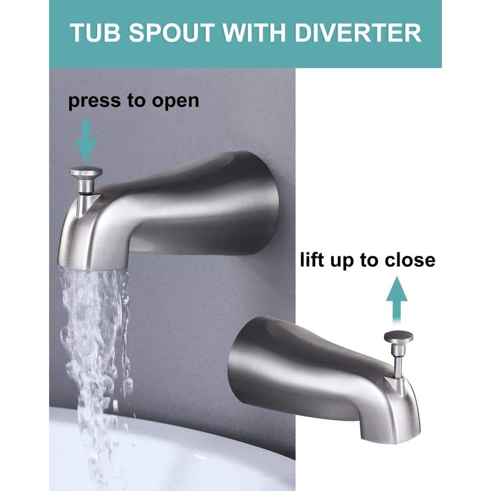 WOWOW Single Handle 8-Spray Shower Faucet 1.8 GPM with Handheld Shower and Tub Spout High Pressure in. Brushed Nickel (3)