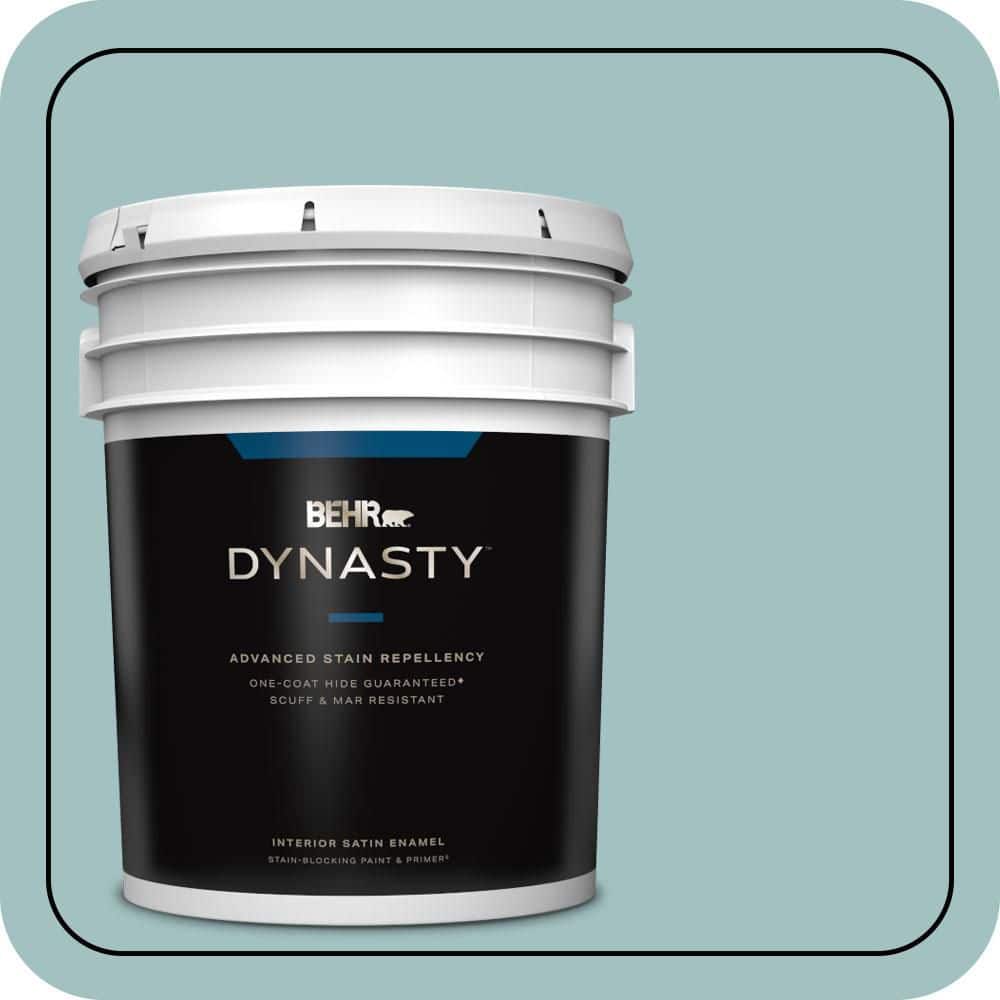 BEHR DYNASTY 5 gal. #S440-3 Aspiring Blue One-Coat Hide Satin Enamel Interior Stain-Blocking Paint & Primer