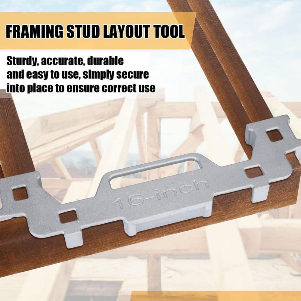 Laybus 16 in. Framing Tools, Cast Aluminum Stud Measurement Spacing Precision Jig Tool for Walls Roofs Floors or Ladders, 2 Pcs (2)