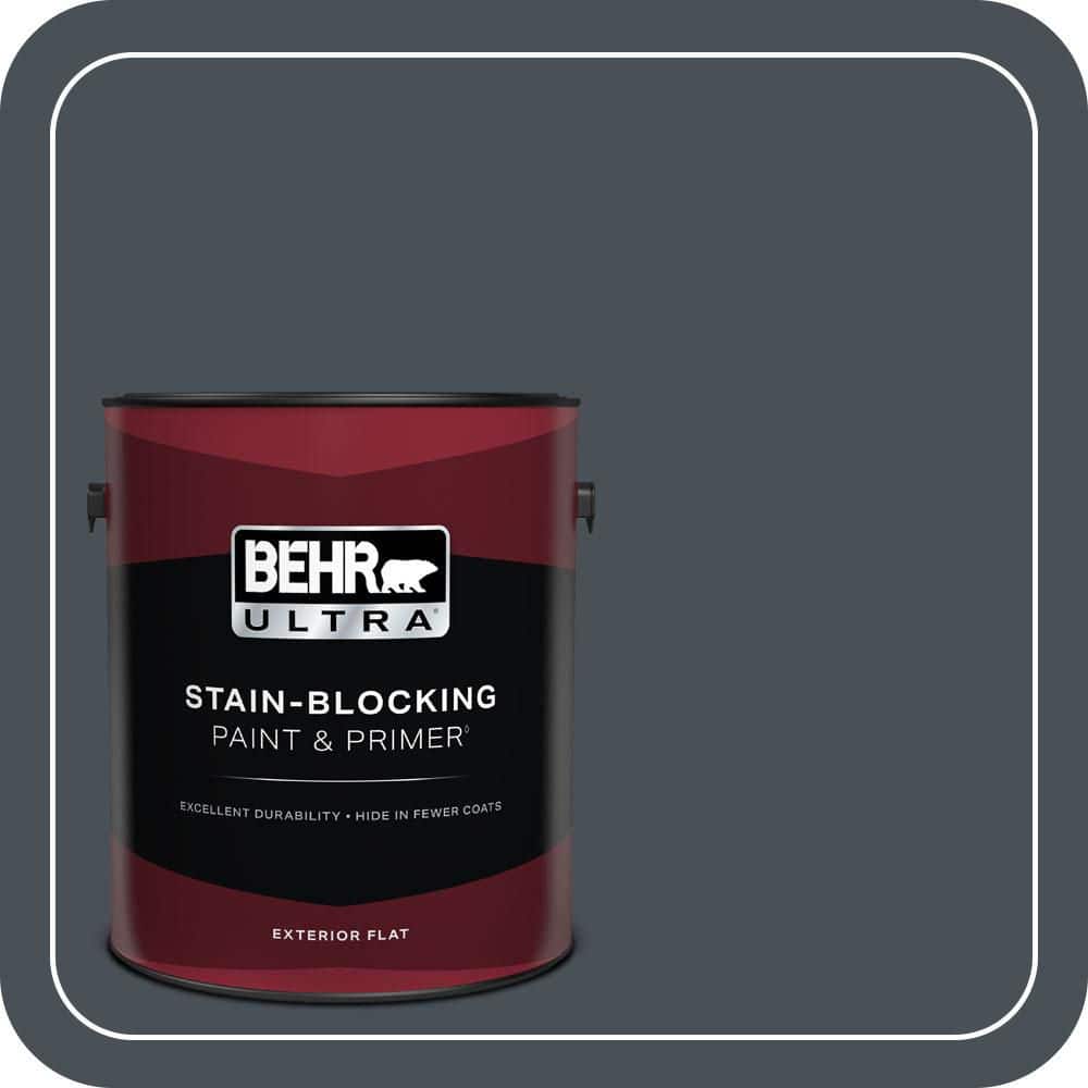 BEHR ULTRA 1 gal. #T15-2 Seared Gray Flat Exterior Paint & Primer