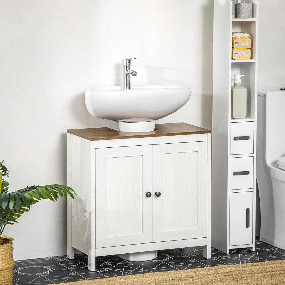 Comrelax 23.5 in. White Bath Vanity without Sink, Bathroom Under Sink Cabinet with Adjustable Shelf, Double Doors (2)