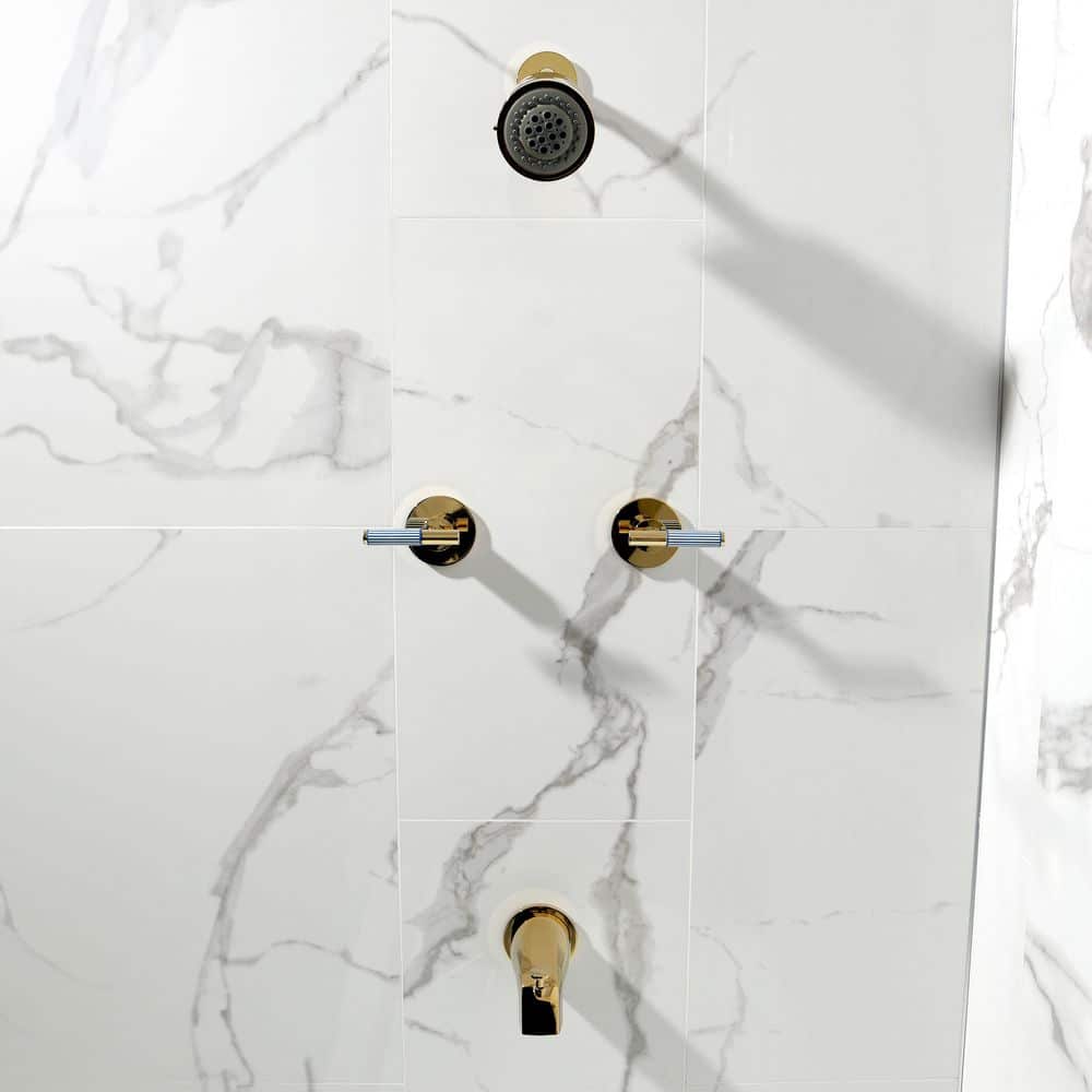 Kingston Brass Verona 2-Handle 2-Spray Tub and Shower Faucet 1.8 GPM in Polished Brass (3)