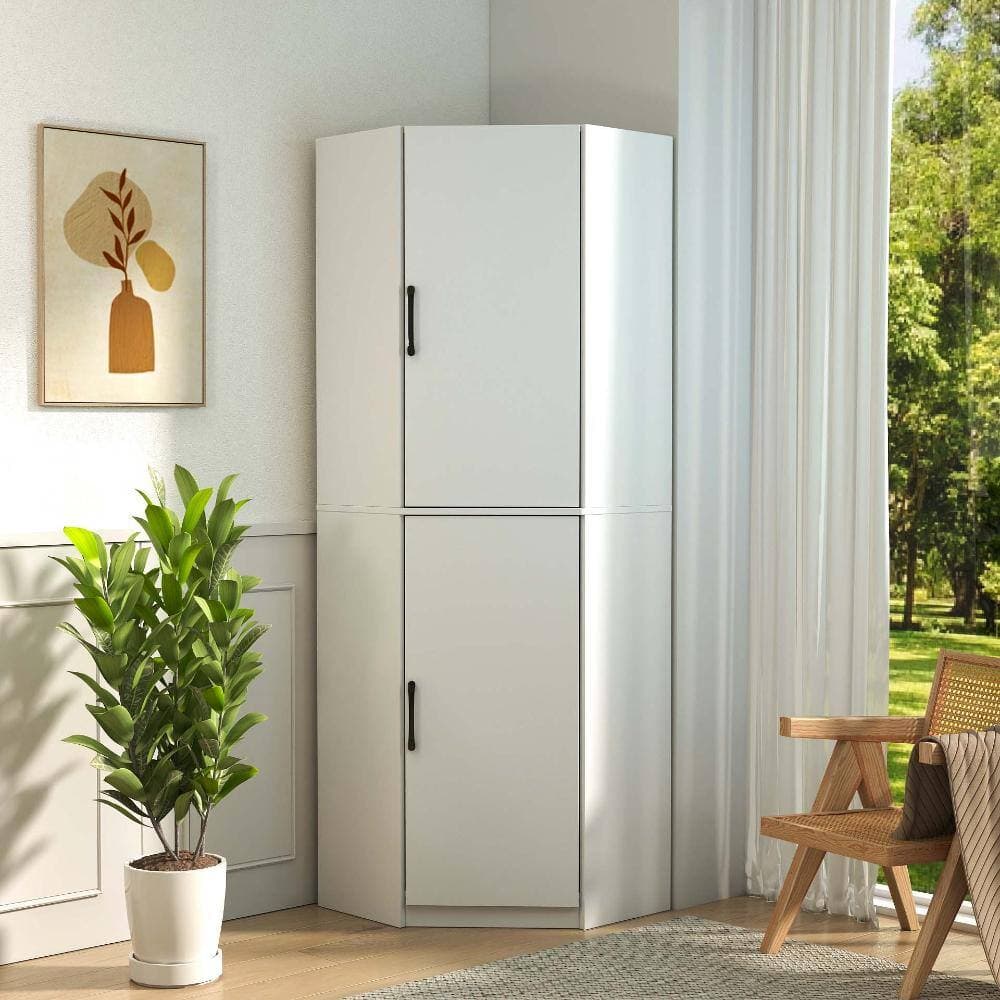 COWLOWN 23.62 in. W x 23.62 in. D x 70.87in. H White Linen Cabinet with 2 Doors and Shelves (2)