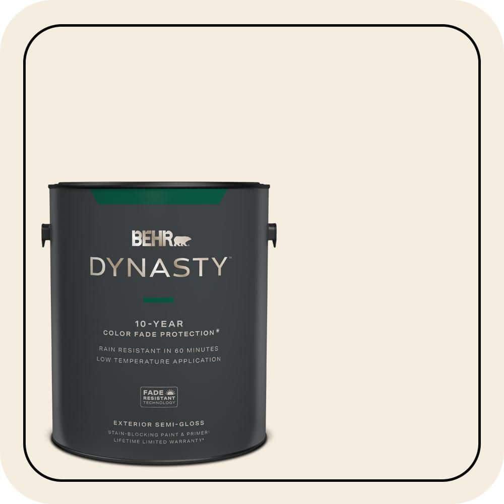 BEHR DYNASTY 1 gal. #OR-W10 White Flour Semi-Gloss Exterior Stain-Blocking Paint & Primer