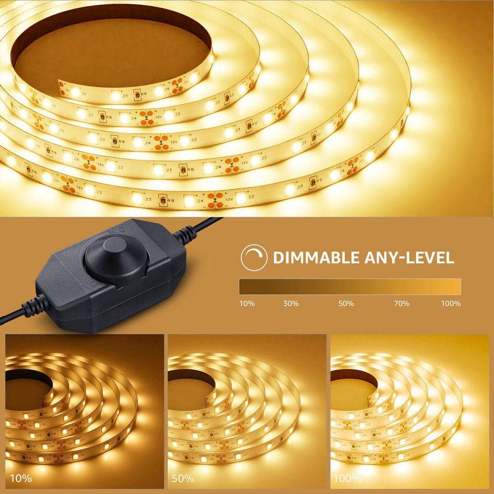 Angel Sar 16.4 ft. Roofing Accessories Roof Patch 3M Adhesive LED Strip Light White, 3000K LED Tape Lights for Home Kitchen (3)