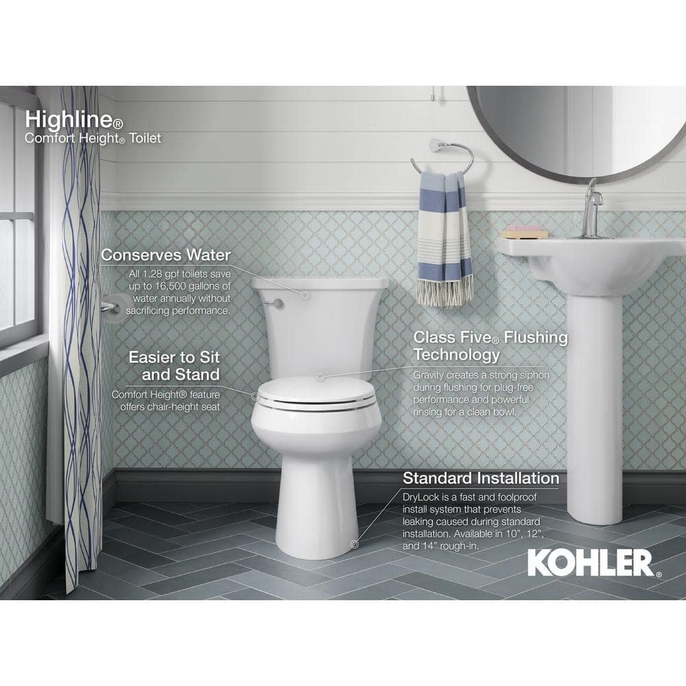 KOHLER Highline Comfort Height Round Toilet Bowl Only in White (2)