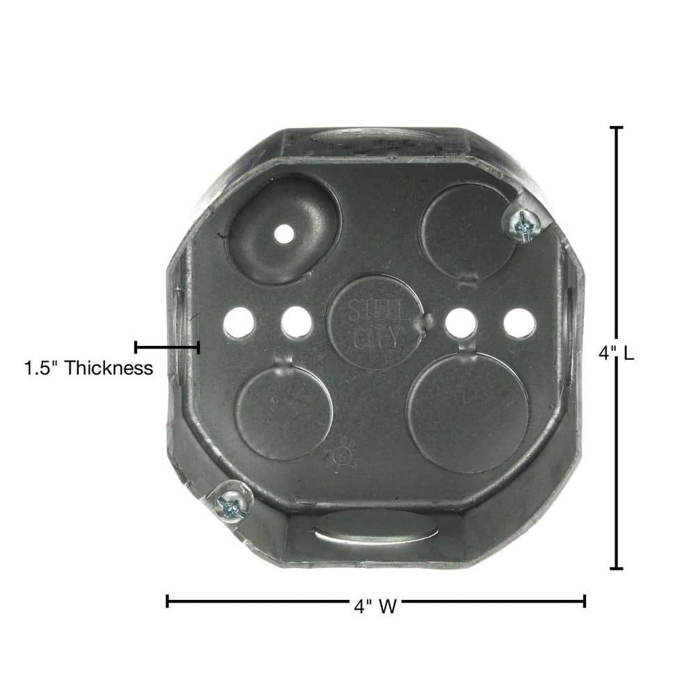 Steel City 4 in. x 2-1/8 in. Deep Octagon Box with 1/2 in. and 3/4 in. Knockouts (541711234-25R) (4)