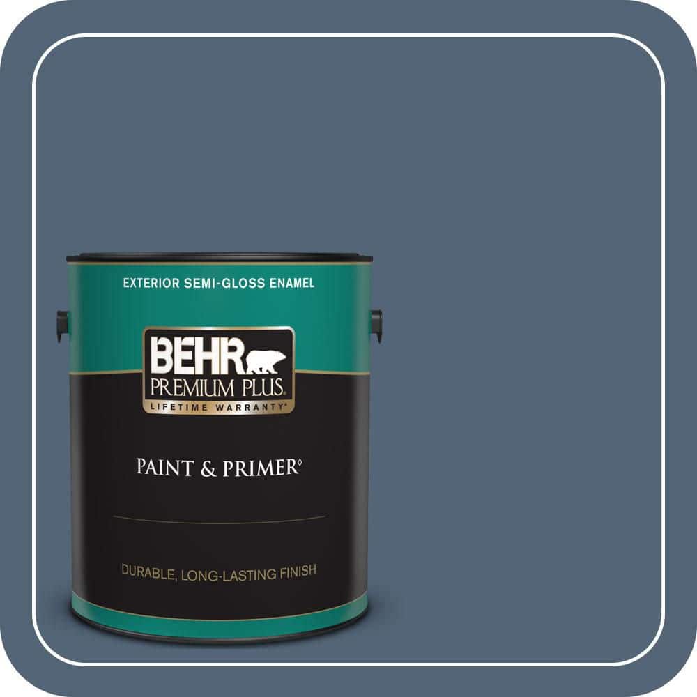 BEHR PREMIUM PLUS 1 gal. #570F-6 Mood Indigo Semi-Gloss Enamel Exterior Paint & Primer