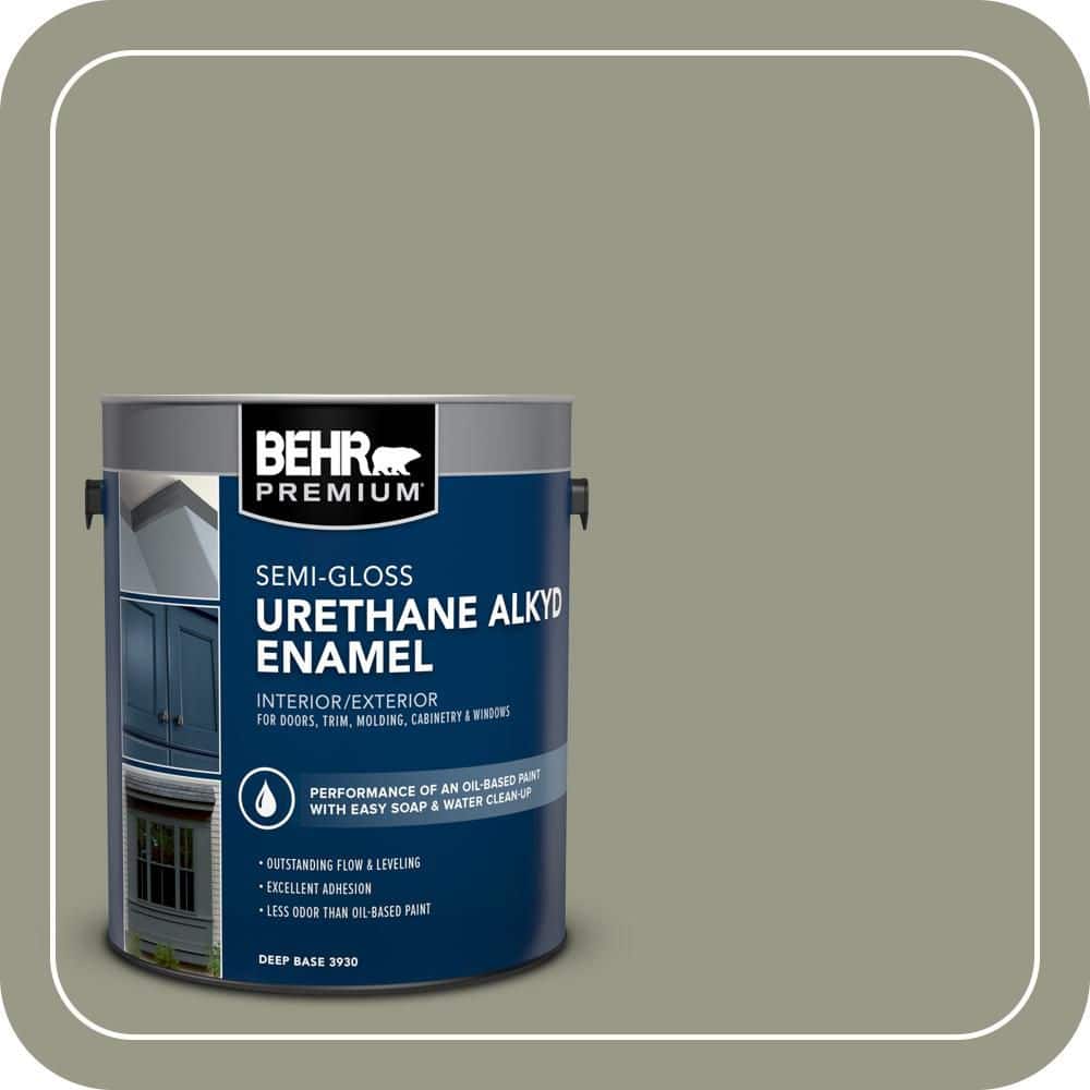 BEHR PREMIUM 1 gal. #BNC-27 Aged Eucalyptus Urethane Alkyd Semi-Gloss Enamel Interior/Exterior Paint