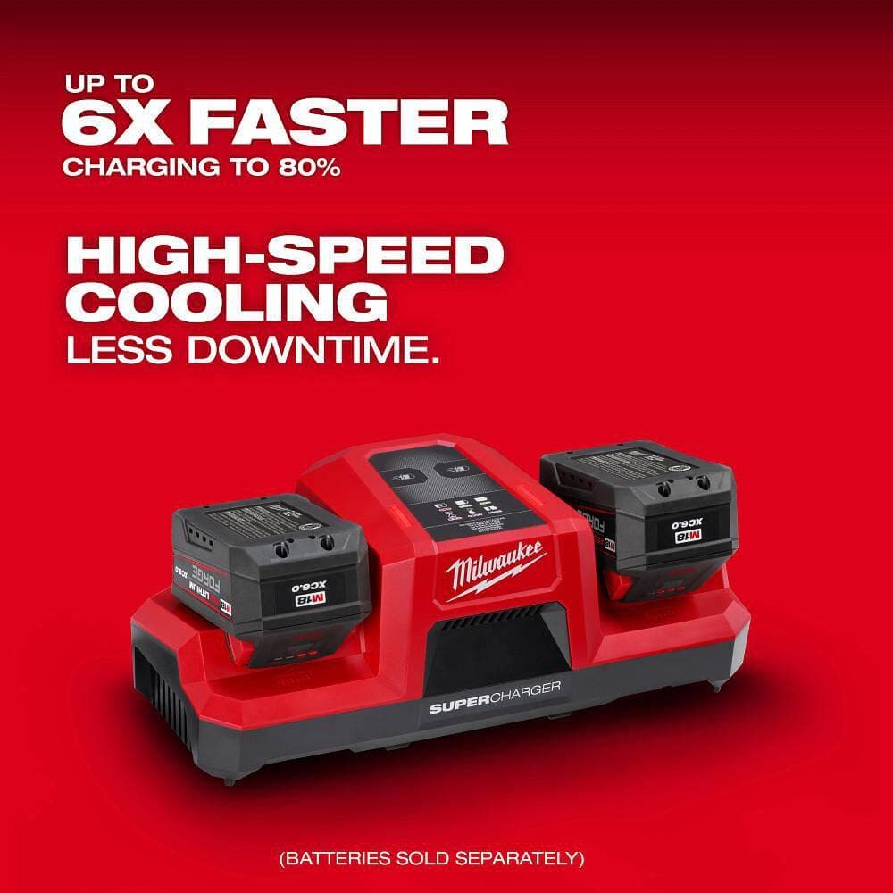Milwaukee M18 18V Dual Bay Simultaneous Super Charger w/ FORGE 8. 0Ah Battery & Charger (3)
